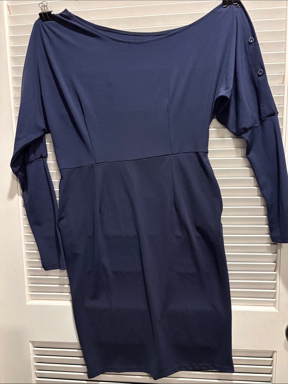 Navy Off-Shoulder Long Sleeve Women's Dress